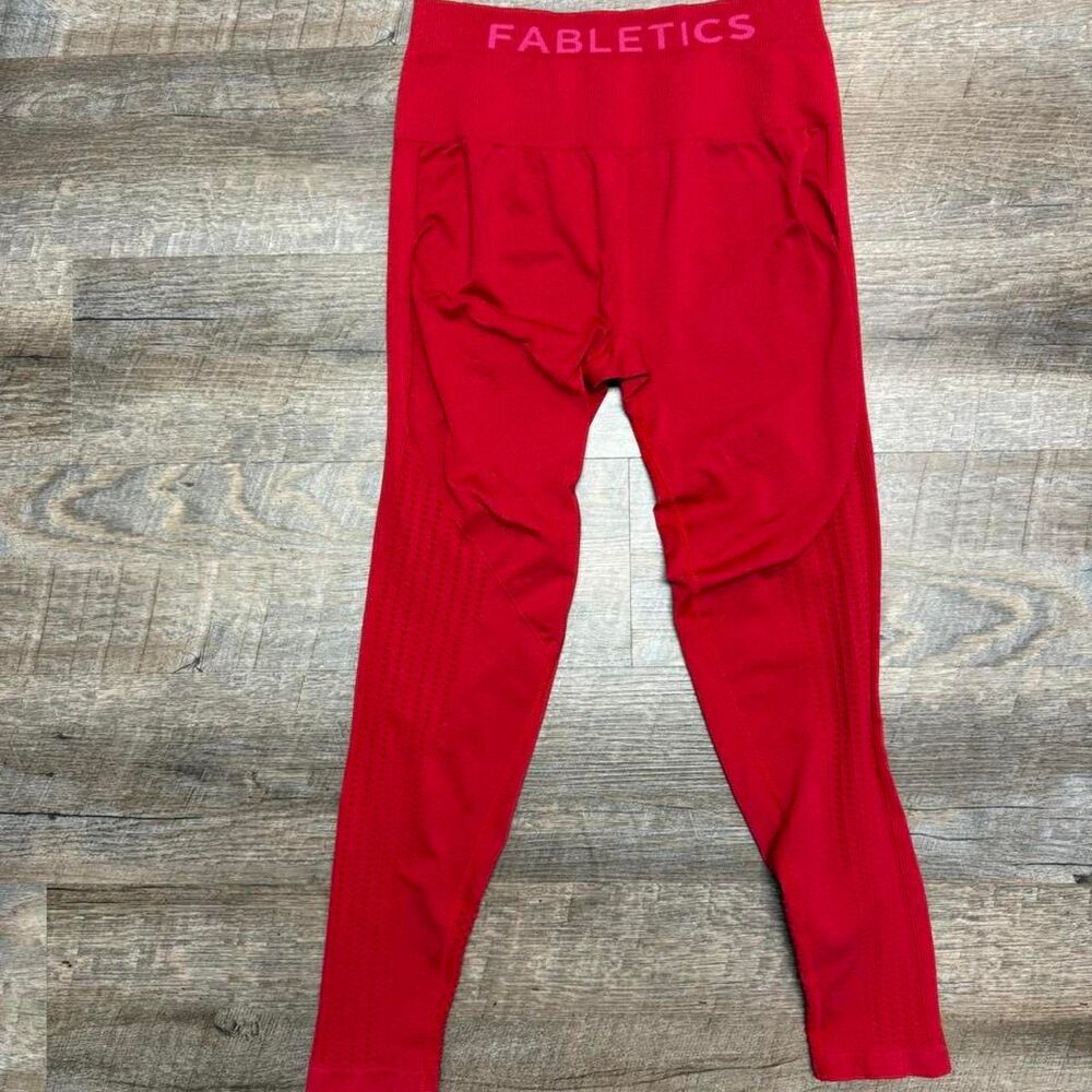 Fabletics Leggings Red with pink accent size small